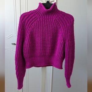 H&M Pink Crew Neck Sweater with Chunky Ribbed Knit